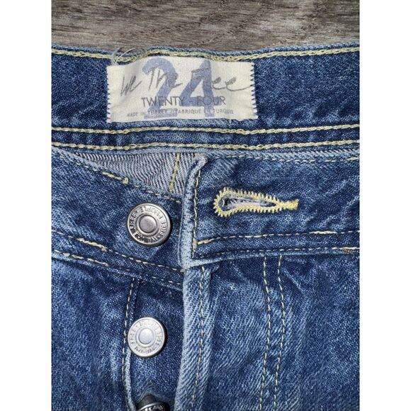 We The Free Jeans Womens Size‎ 24 Blue Denim Straight Stretch Buttonfly Frayed - Picture 2 of 11